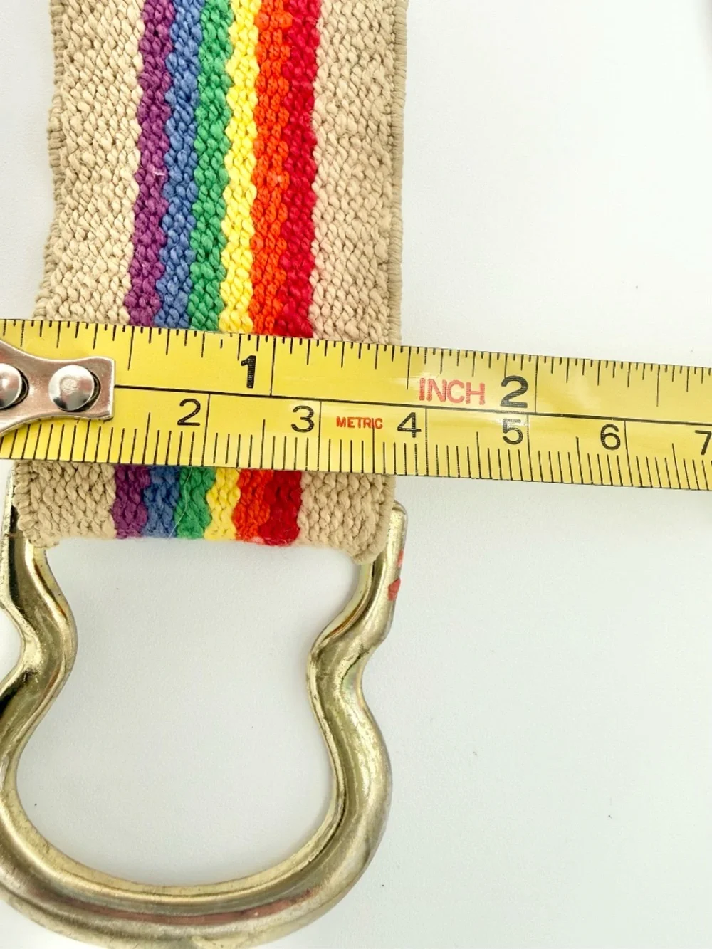 Vintage 1970s Rainbow Woven Elastic Belt